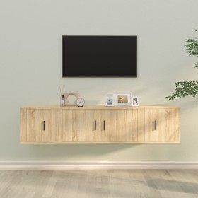 Set de muebles para TV 3 pzas madera contrachapada roble sonoma