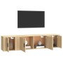 Set de muebles para TV 3 pzas madera contrachapada roble sonoma