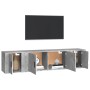 Set de muebles de TV 3 pzas madera contrachapada gris hormigón