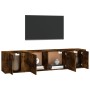 Set de muebles de TV 3 pzas madera contrachapada roble ahumado