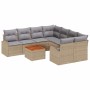 Conjunto de sofá de jardín 9 pcs Beige Poliratán