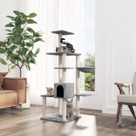 Cat scratching post with light gray sisal posts 142 cm by vidaXL, Cat furniture - Ref: Foro24-171592, Price: 60,54 €, Discoun...