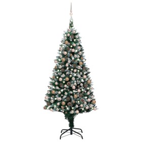 Árbol de Navidad helado con luces, bolas y piñas 240 cm