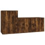 Set de muebles de TV 2 pzas madera contrachapada roble ahumado