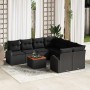 Conjunto de sofá de jardín 9 pcs Negro Poliratán