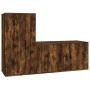 Set de muebles de TV 2 pzas madera contrachapada roble ahumado