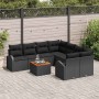 Conjunto de sofá de jardín 9 pcs Negro Poliratán