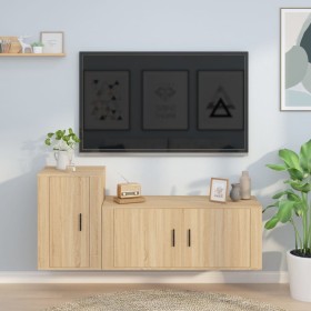 Set de muebles para TV 2 pzas madera contrachapada roble sonoma