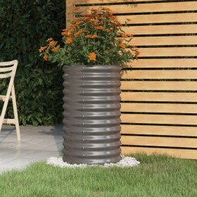 Jardinera de acero galvanizado gris 40x40x68 cm