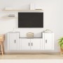 Set de muebles de TV 3 piezas madera contrachapada blanco