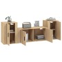 Set de muebles para TV 3 pzas madera contrachapada roble sonoma