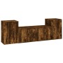 Set de muebles de TV 3 pzas madera contrachapada roble ahumado