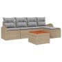 Conjunto de sofá de jardín 6 pcs Beige Poliratán