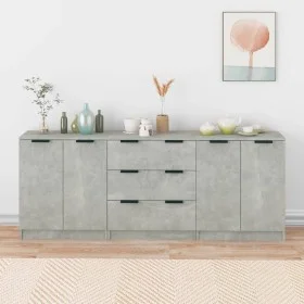 Concrete gray plywood 3-piece sideboard by vidaXL, Sideboards - Ref: Foro24-3115783, Price: 194,81 €, Discount: %