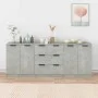 Dreiteiliges Sideboard aus betongrauem Sperrholz von vidaXL, Sideboards - Ref: Foro24-3115783, Preis: 194,69 €, Rabatt: %