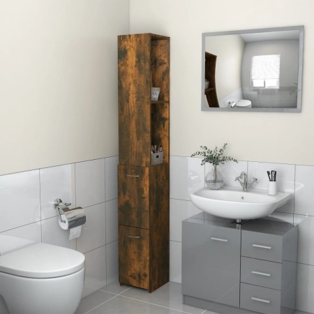 Smoked oak plywood bathroom cabinet 25x26.5x170 cm by vidaXL, Bathroom furniture - Ref: Foro24-815960, Price: 62,24 €, Discou...
