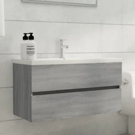 Mueble de lavabo madera contrachapada gris Sonoma 90x38,5x45cm de vidaXL, Muebles de baño - Ref: Foro24-815655, Precio: 52,51...