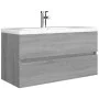 Mueble de lavabo madera contrachapada gris Sonoma 90x38,5x45cm de vidaXL, Muebles de baño - Ref: Foro24-815655, Precio: 52,51...