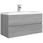 Sonoma-Waschbeckenschrank aus grauem Sperrholz, 90 x 38,5 x 45 cm von vidaXL, Badezimmermöbel - Ref: Foro24-815655, Preis: 53...