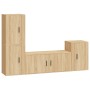 Set de muebles para TV 4 pzas madera contrachapada roble Sonoma