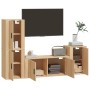 Set de muebles para TV 4 pzas madera contrachapada roble Sonoma