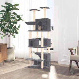 Rascador para gatos con postes de sisal gris oscuro 180 cm de vidaXL, Mobiliario para gatos - Ref: Foro24-171602, Precio: 101...