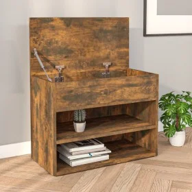 Smoked oak plywood shoe bench 60x30x45 cm by vidaXL, Shoe racks and shoe organizers - Ref: Foro24-816050, Price: 40,00 €, Dis...