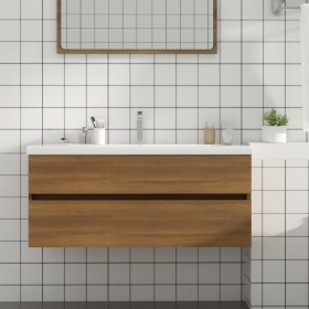 Mueble de lavabo madera ingeniería roble marrón 100x38,5x45 cm