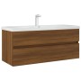 Brown oak engineered wood washbasin cabinet 100x38.5x45 cm by vidaXL, Bathroom furniture - Ref: Foro24-815659, Price: 63,23 €...