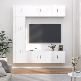 Set de muebles para TV 7 piezas madera contrachapada blanco
