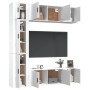 Set de muebles para TV 7 piezas madera contrachapada blanco