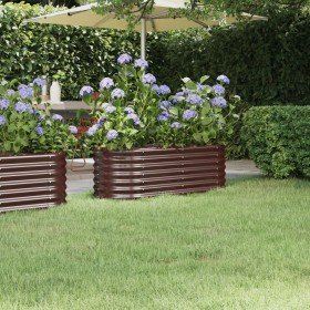 Jardinera acero galvanizado marrón 114x40x36 cm Jardinera acero galvanizado marrón 114x40x36 cm