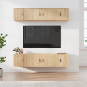Set de muebles para TV 6 pzas madera contrachapada roble sonoma