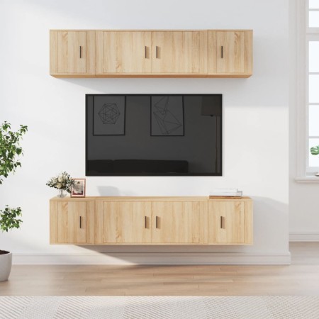 Set de muebles para TV 6 pzas madera contrachapada roble sonoma