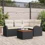 Conjunto de sofá de jardín 5 pcs Negro Poliratán