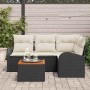 Conjunto de sofá de jardín 5 pcs Negro Poliratán