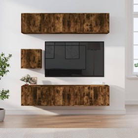 Set de muebles de TV 7 pzas madera contrachapada roble ahumado en Muebles TV | Comprar online en Foro24