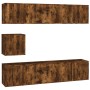 Set de muebles de TV 7 pzas madera contrachapada roble ahumado