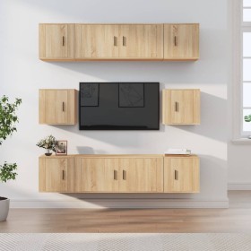 Set de muebles para TV 8 pzas madera contrachapada roble Sonoma