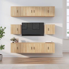 Set de muebles para TV 8 pzas madera contrachapada roble Sonoma