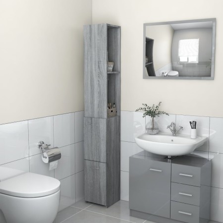 Sonoma grauer Badezimmerschrank aus Holzwerkstoff, 25 x 26,5 x 170 cm von vidaXL, Badezimmermöbel - Ref: Foro24-815961, Preis...