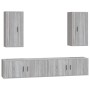 Set de muebles para TV 4 pzas madera contrachapada gris Sonoma