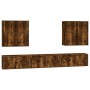Set de muebles de TV 8 pzas madera contrachapada roble ahumado
