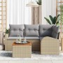 Conjunto de sofá de jardín 5 pcs Beige Poliratán