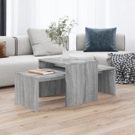 Set mesa de centro madera contrachapada gris Sonoma 100x48x40cm