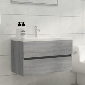 Mueble de lavabo madera contrachapada gris Sonoma 80x38,5x45cm de vidaXL, Muebles de baño - Ref: Foro24-815652, Precio: 54,72...