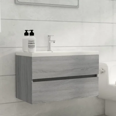 Mueble de lavabo madera contrachapada gris Sonoma 80x38,5x45cm de vidaXL, Muebles de baño - Ref: Foro24-815652, Precio: 53,87...