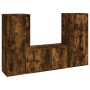 Set de muebles de TV 3 pzas madera contrachapada roble ahumado