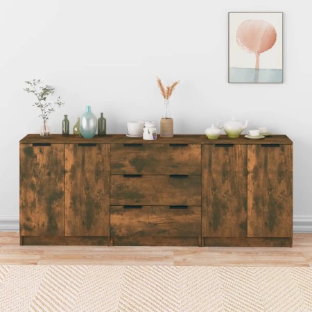 3-piece manufactured wood sideboard in smoked oak color by vidaXL, Sideboards - Ref: Foro24-3115785, Price: 194,10 €, Discoun...