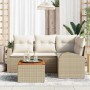 Conjunto de sofá de jardín 5 pcs Beige Poliratán